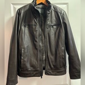 Calvin Klein Men's Faux Leather Jacket Brown/Size Medium/Sleeves Length 36"